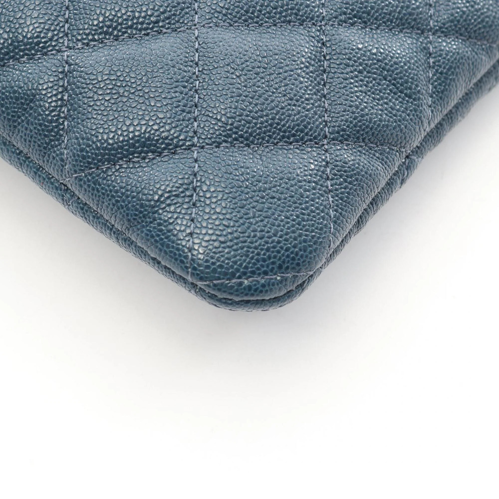 CHANEL Blue Caviar Leather Clutch Bag - Picture 6 of 7